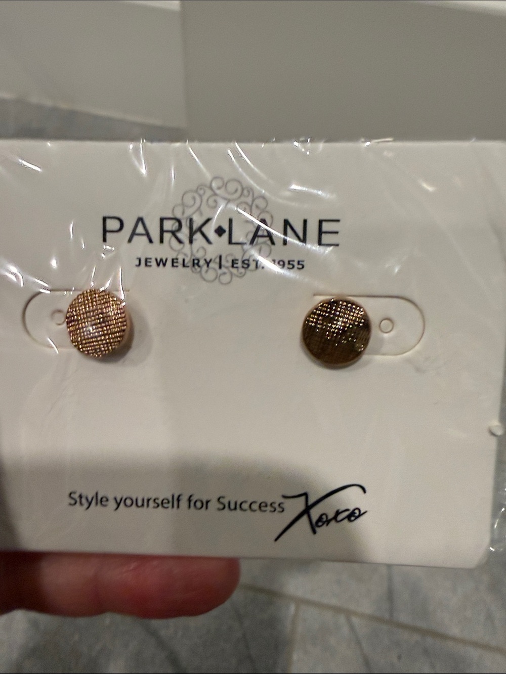 Park Lane Rose Gold Textured Disc Stud Earrings - Picture 1 of 3